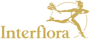 Le logo d'interflora, mercure livrant une poignée de roses